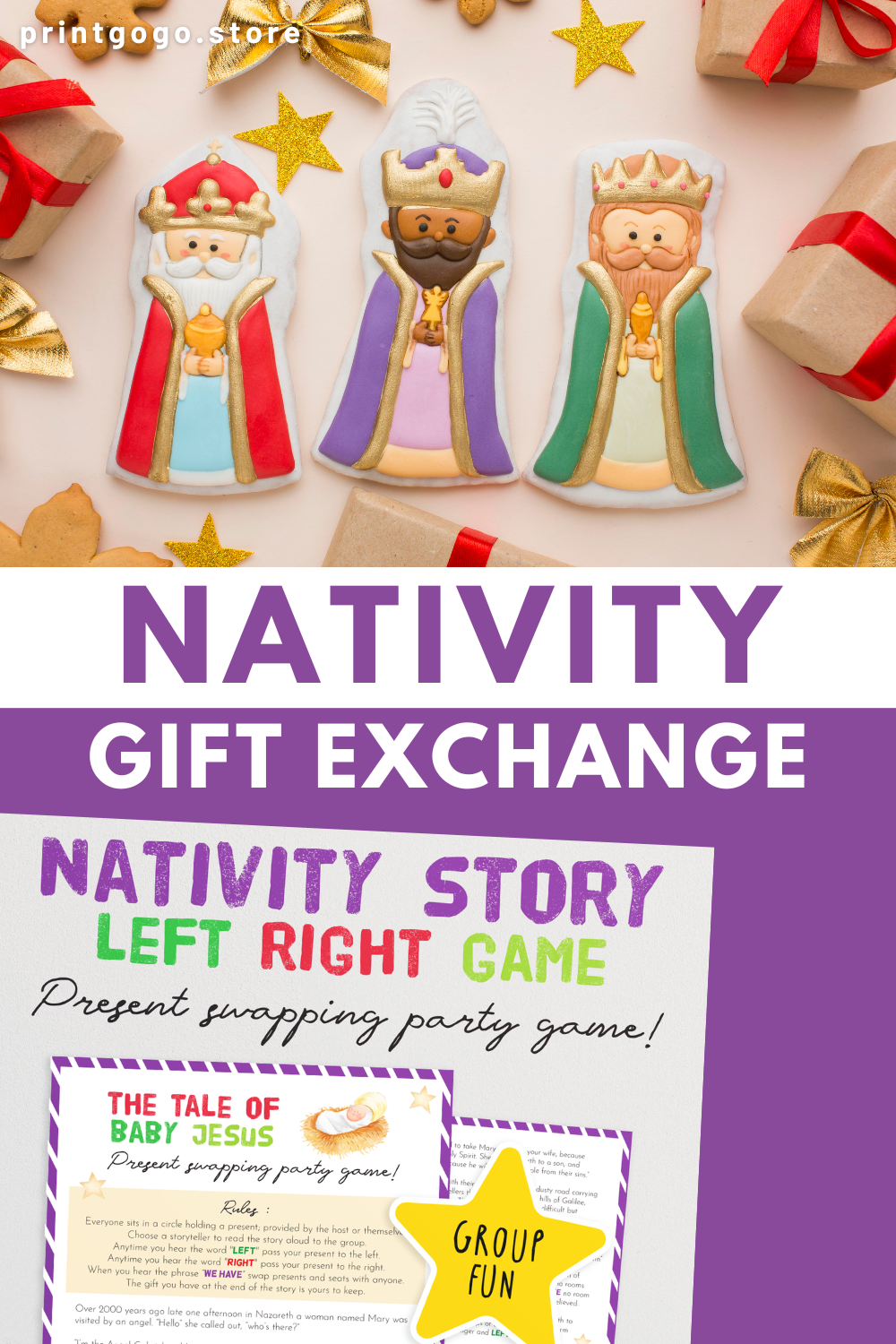 The Nativity Story: Fun Party Christmas Gift Exchange Game – Print GoGo