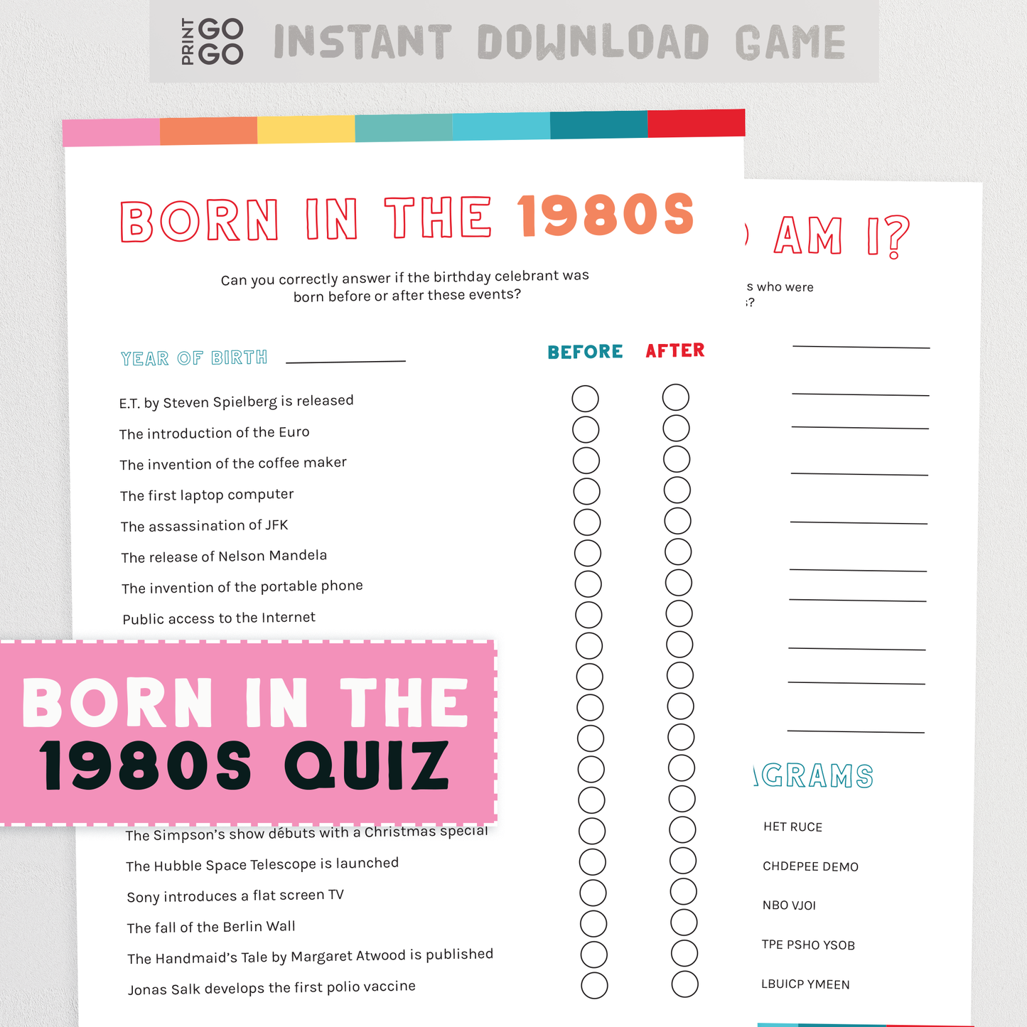 Born in 1980s - 40th Birthday Quiz