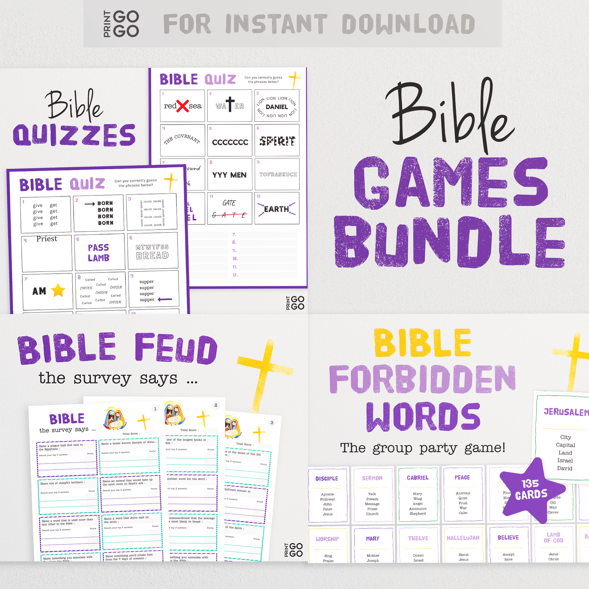 Bible Games Bundle - Great for Bible Study + Sunday School Church Groups