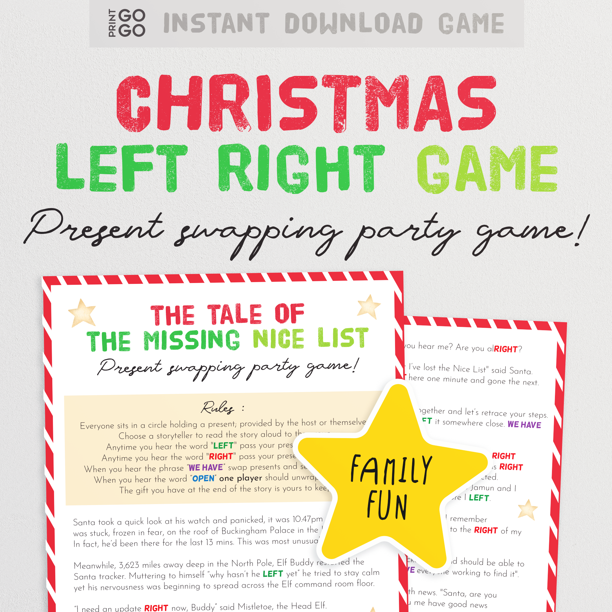 Left Right Christmas Game- Gift Exchange Game – So Festive!