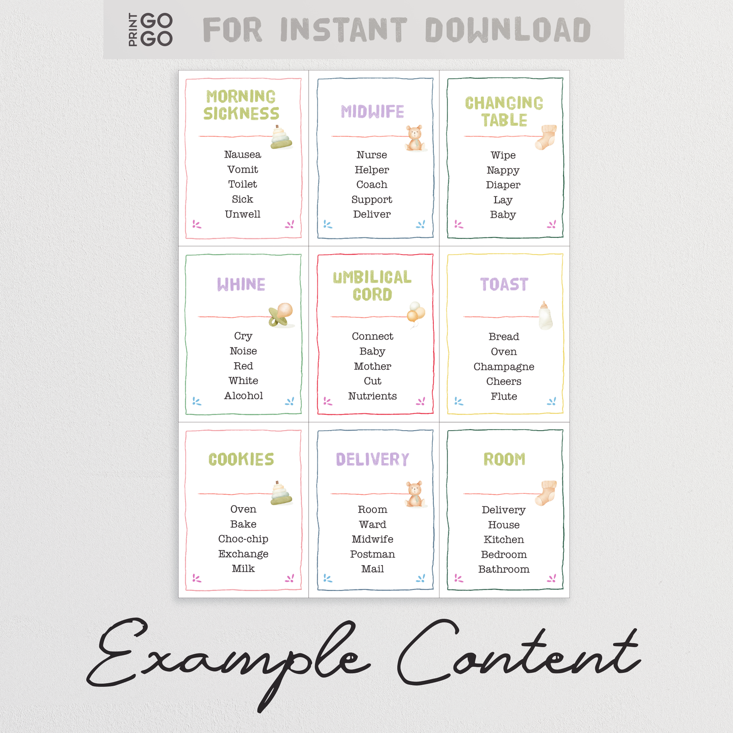 Baby Shower Forbidden Words - No baby talk allowed!