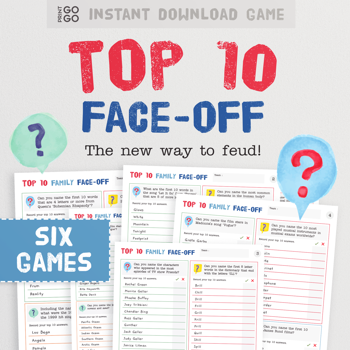 Top 10 Face-Off : A Strategic Team Game of Guessing & Scoring Big