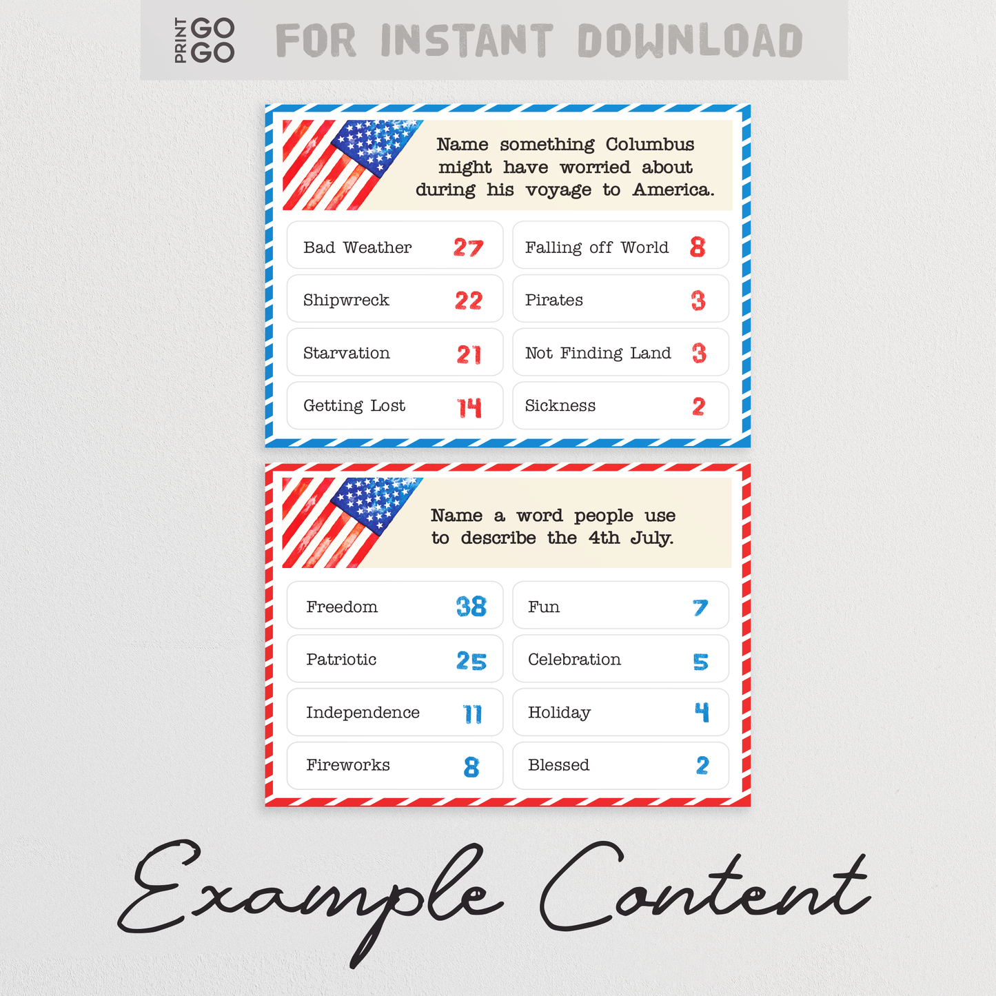 Patriotic USA Face-Off - Stars, Stripes and Survey Top Answers!