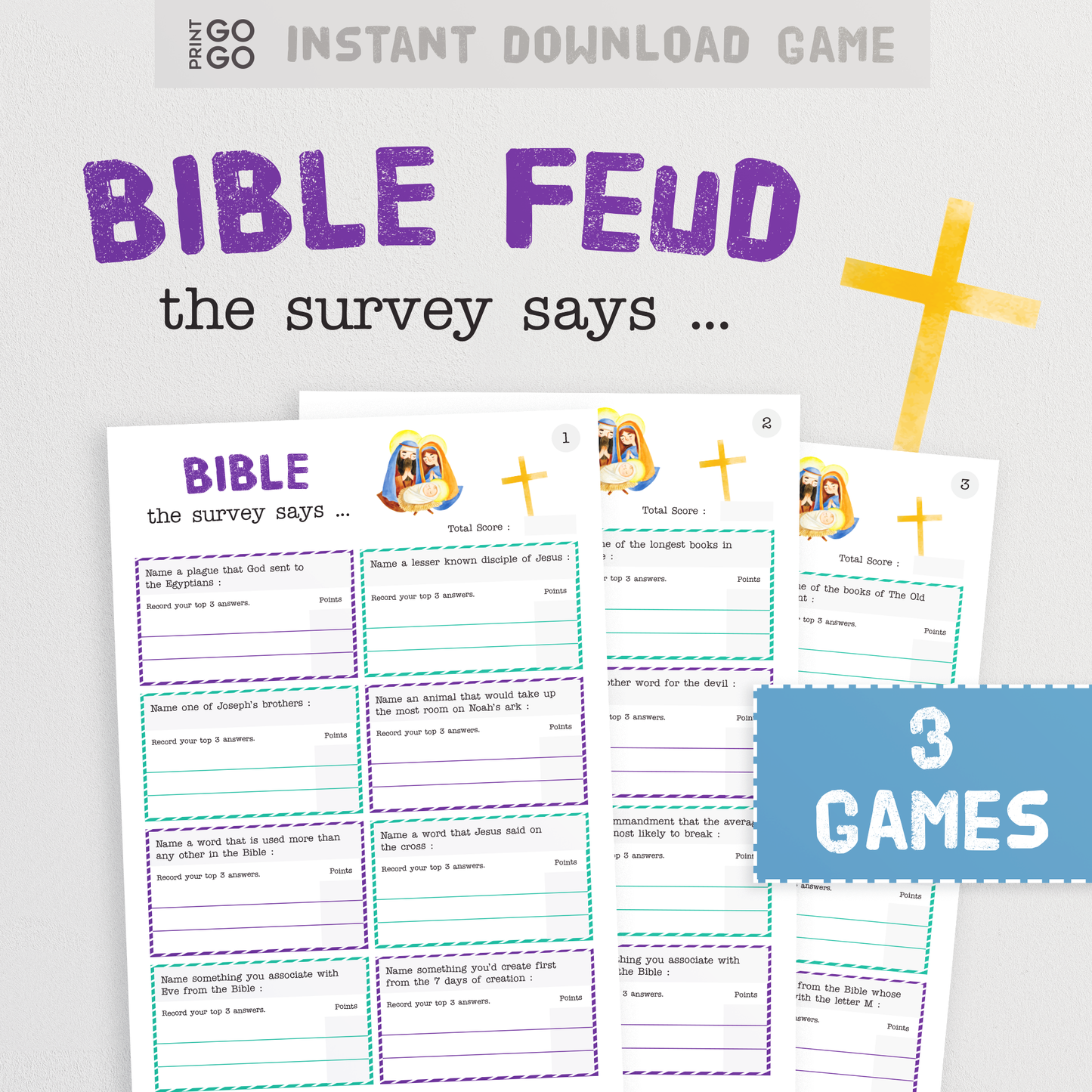 Bible Games Bundle - Great for Bible Study + Sunday School Church Groups