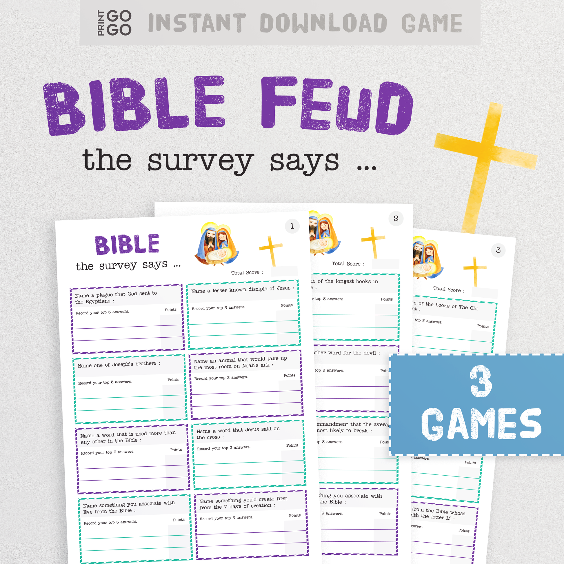 Bible Games Bundle - Great for Bible Study + Sunday School Church Groups