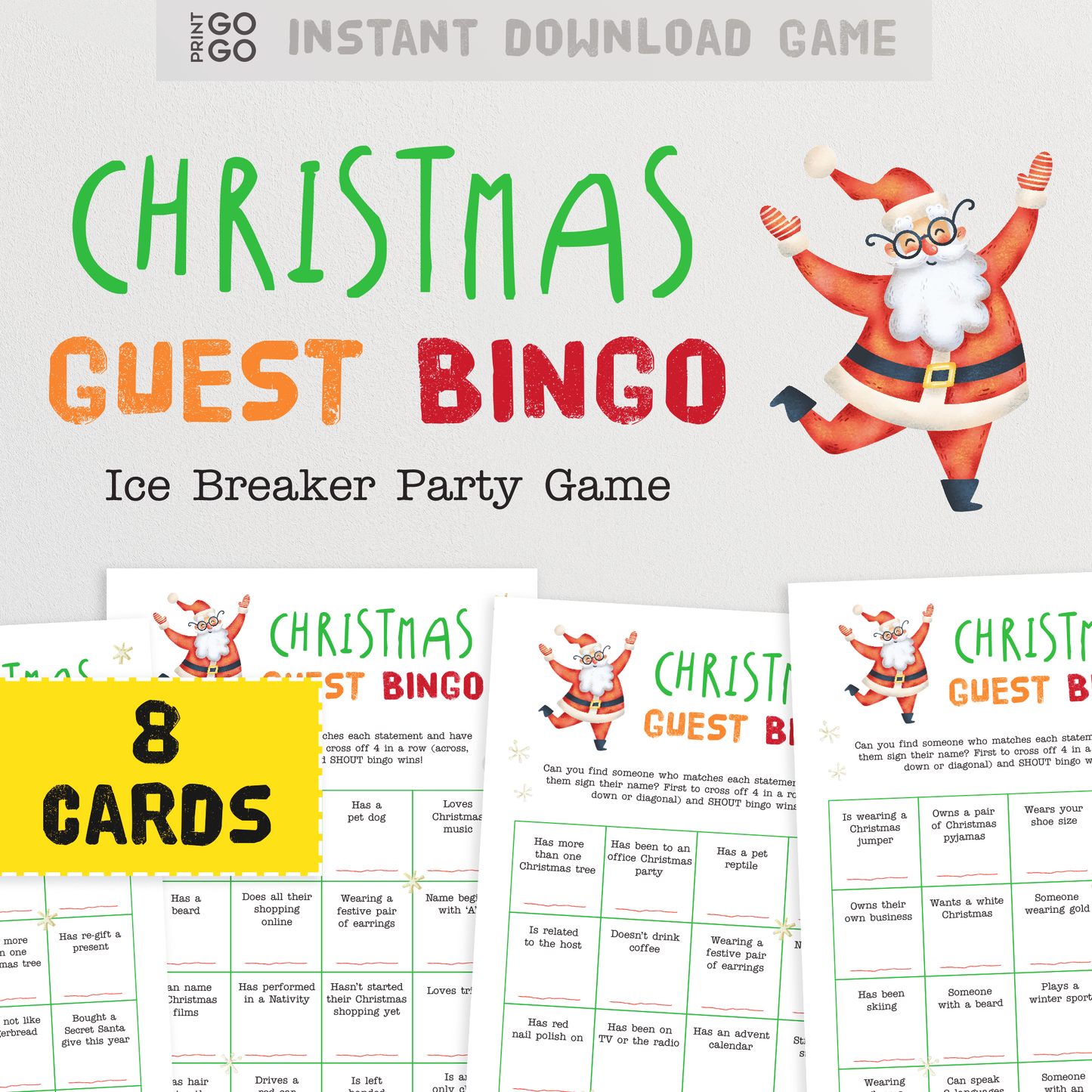 Christmas Party Guest Bingo - The Holiday Ice Breaker Game