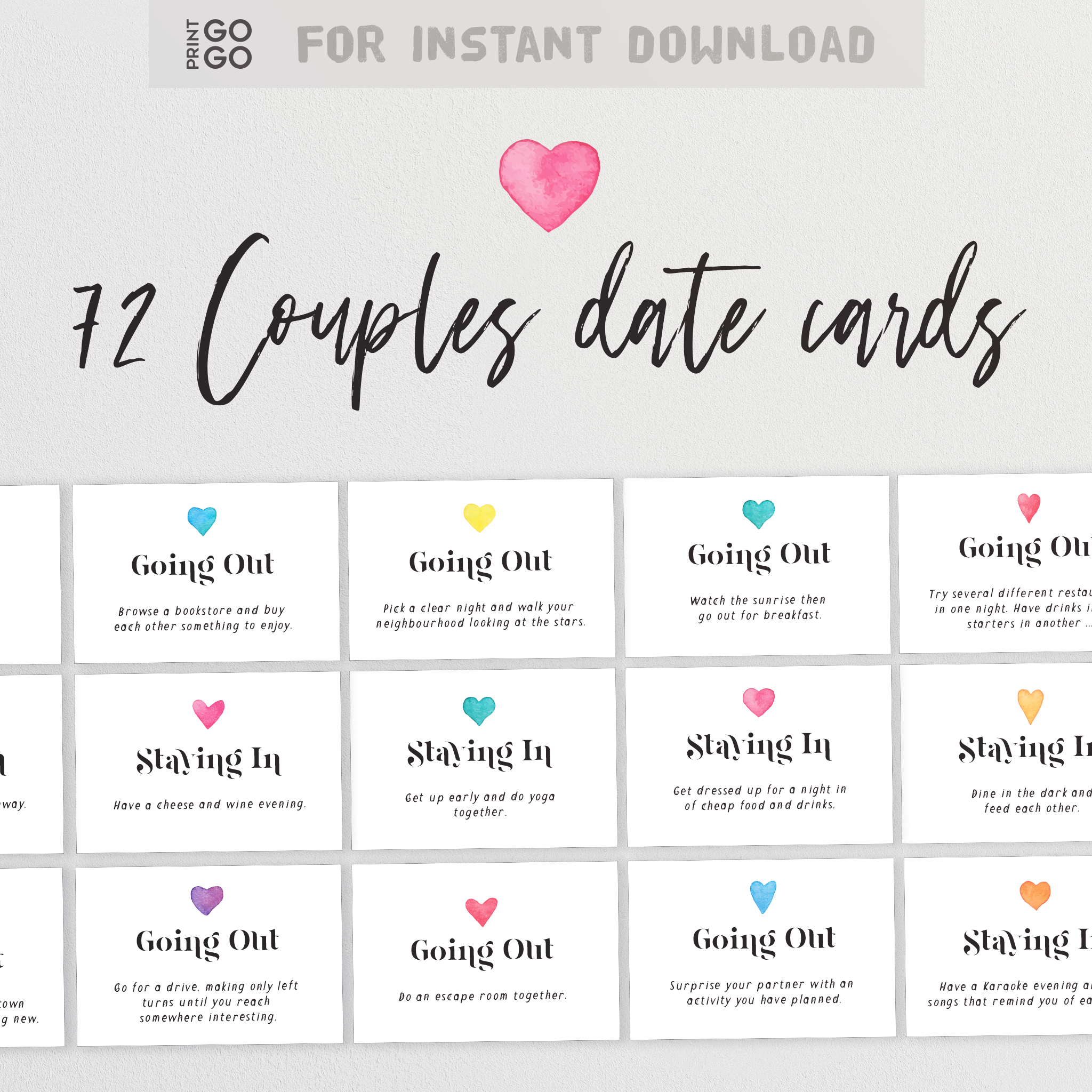 52 Couple Date Card Ideas for Going Out and Staying In – Print GoGo