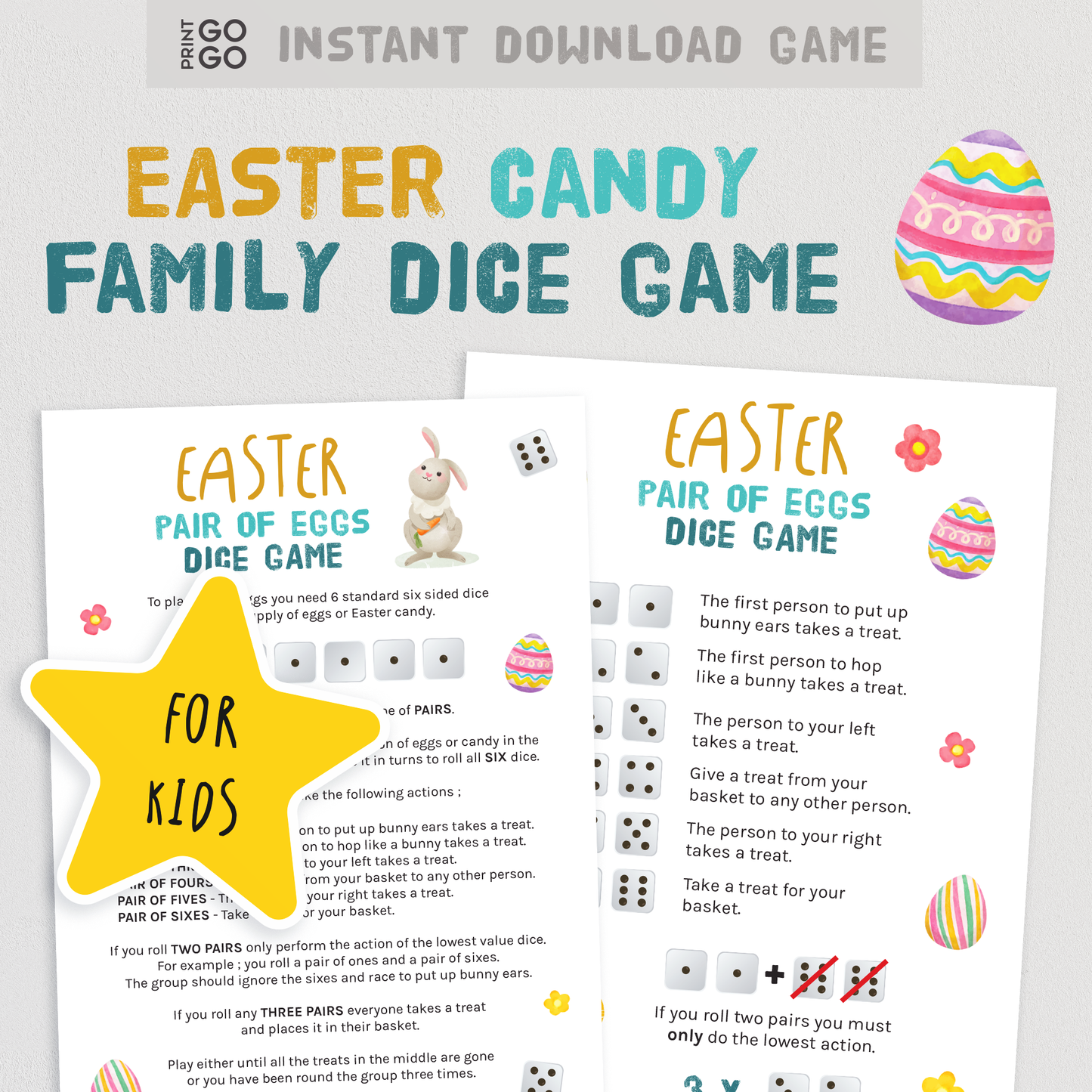 Easter Pair Of Eggs - The Family Dice Game of Winning Candy