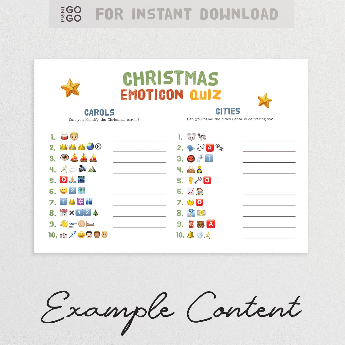 Christmas Emoticon Quiz with emojis on a white background