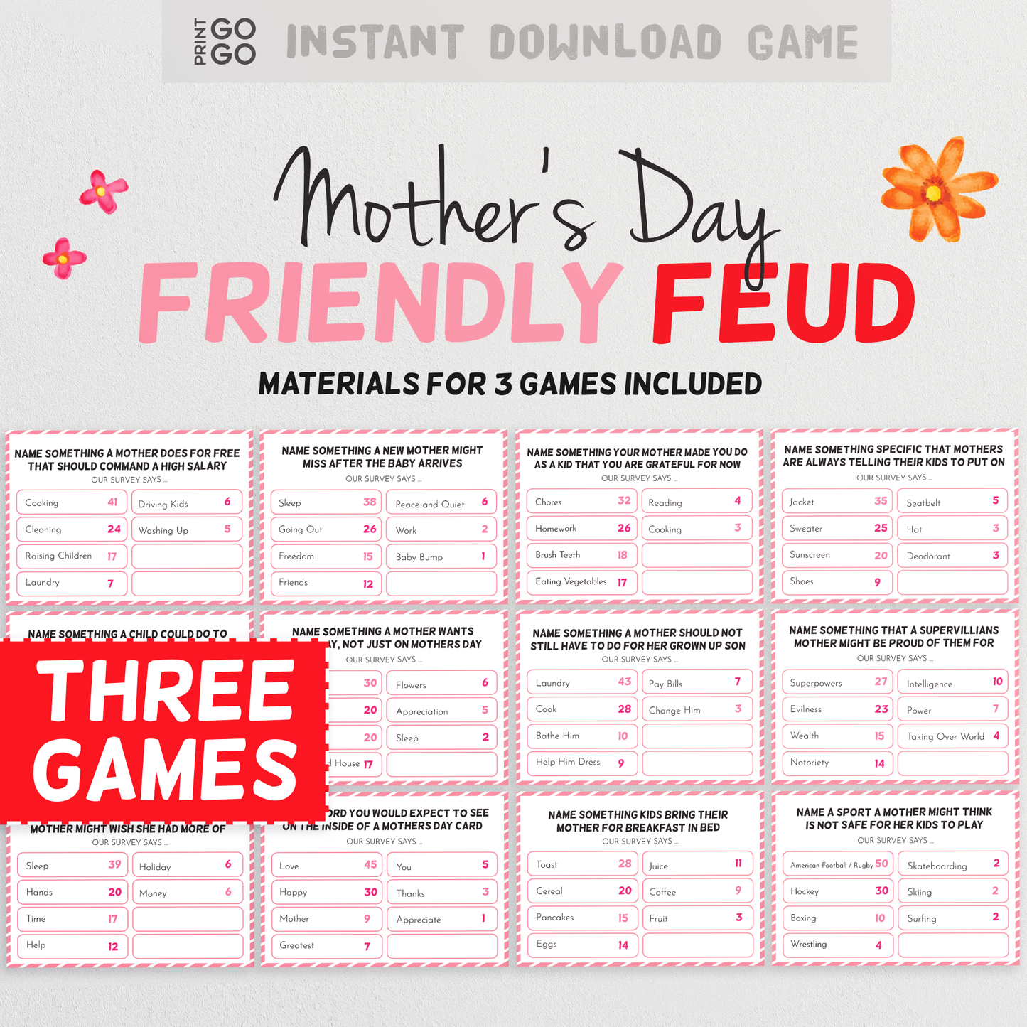 Mother's Day Four Game Bundle - Family Party Games for Everyone!