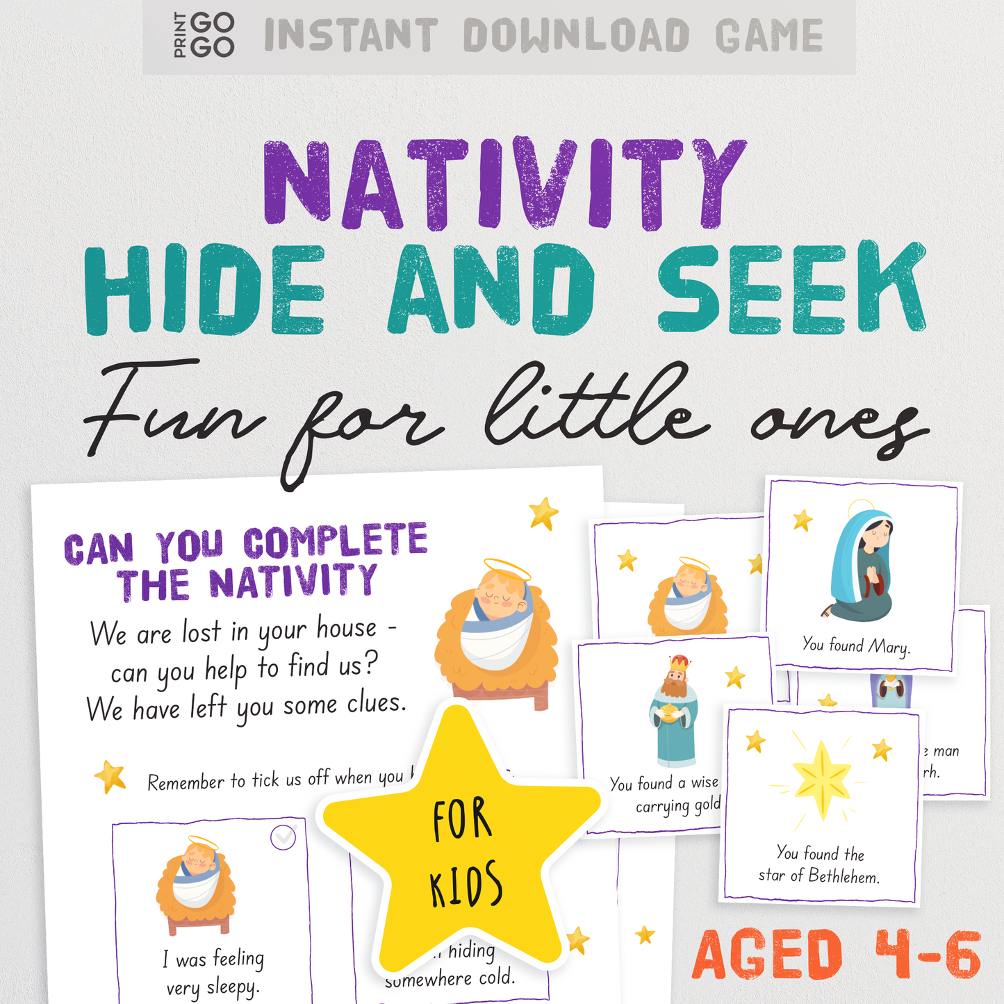 Nativity Hide and Seek Scavenger Hunt for Younger Kids