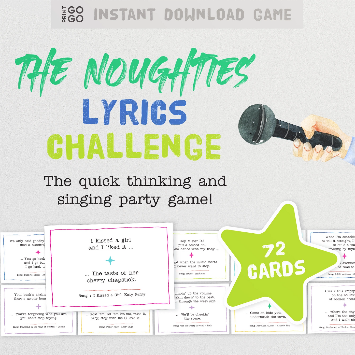 Instant download 00s Songs Lyrics Challenge Game - Finish the Lyric Party Game