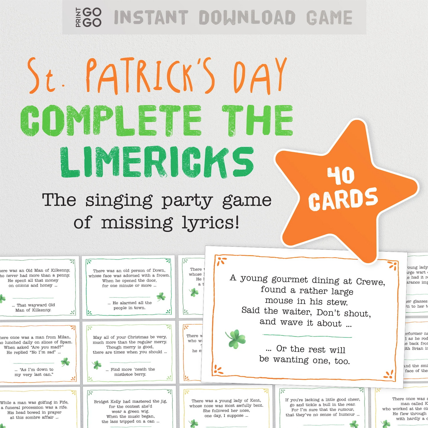 St. Patricks Day Complete The Limericks - The Quick Thinking Party Game