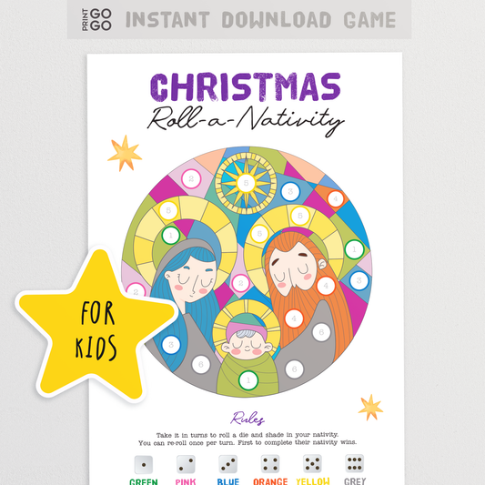 Roll A Nativity Christmas Dice Game - The Fun Christian Holiday Party Game for Kids | Family Dice Game | Printable Church Activity