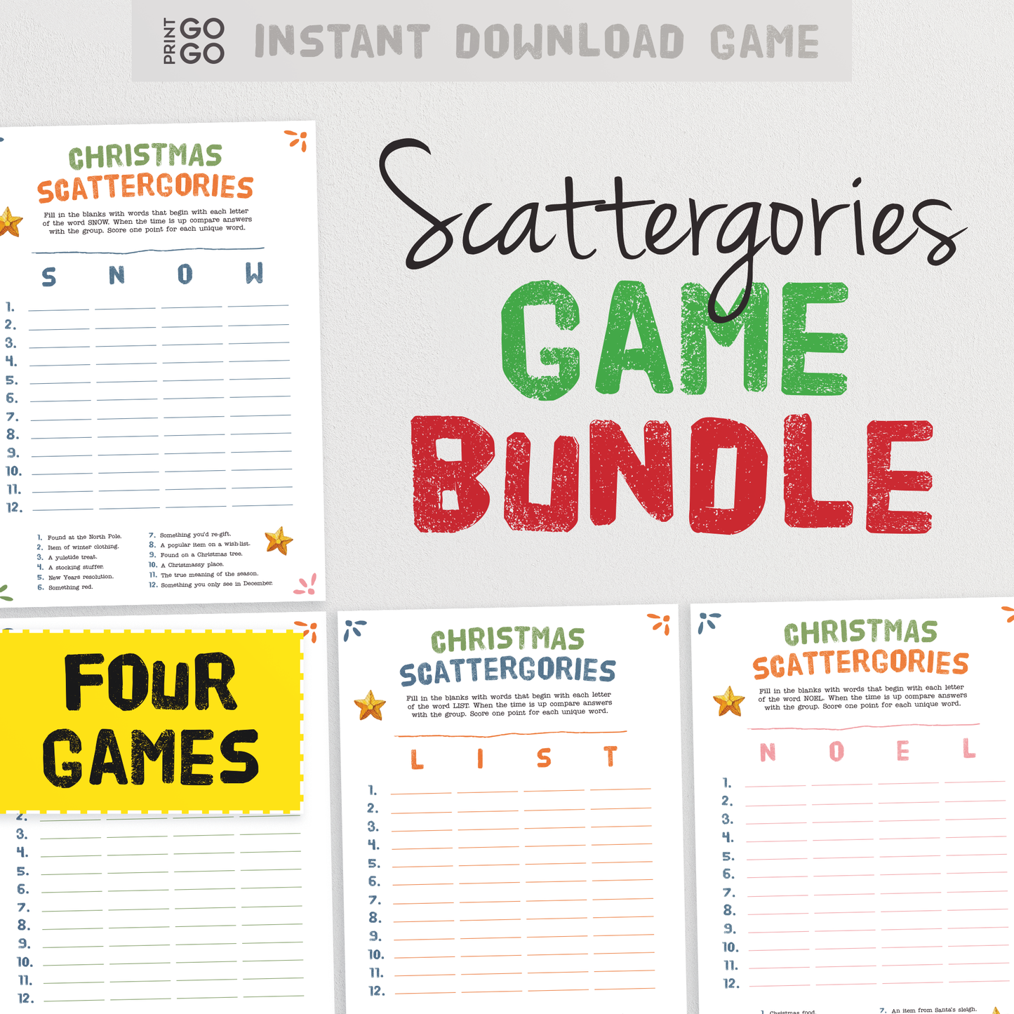 Christmas Scattergories Game