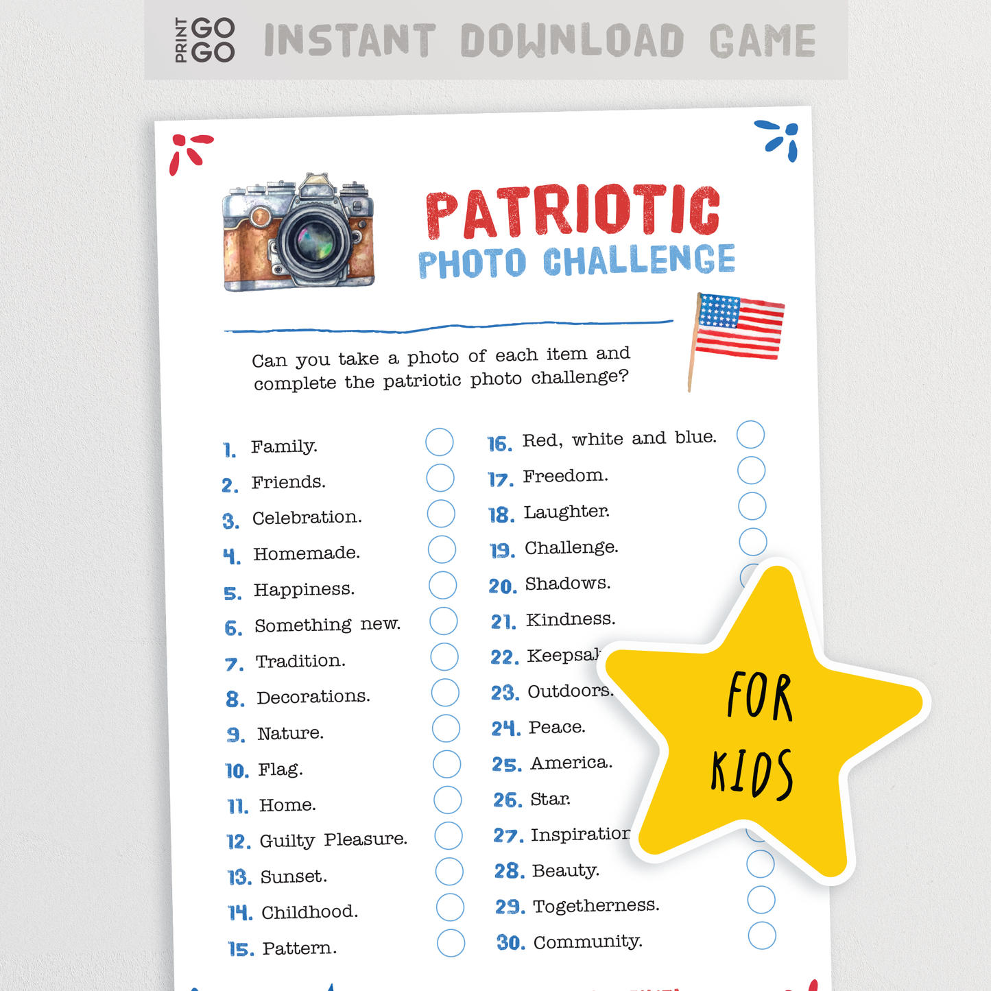 Patriotic Photo Challenge for Kids Rich text editor