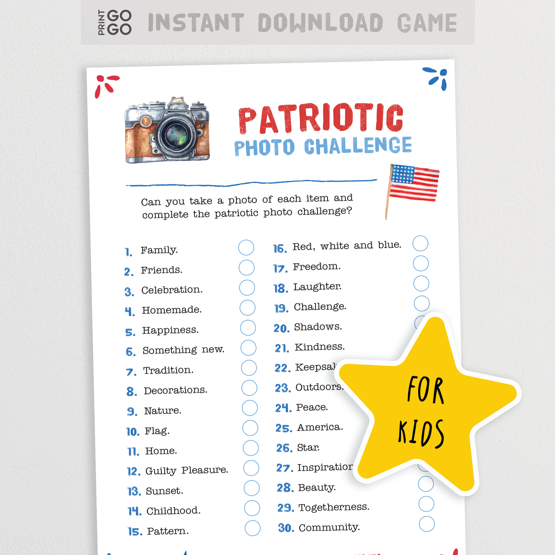 Patriotic Photo Challenge for Kids Rich text editor