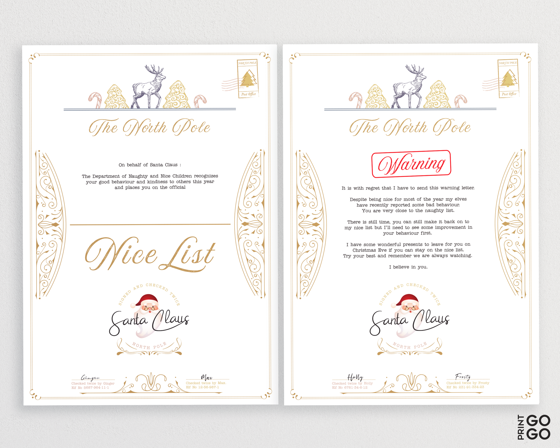 Christmas Nice and Naughty List Letters From Santa