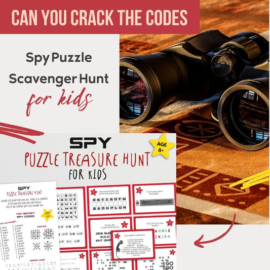 Crack Codes and Solve Puzzles in a Spy Puzzle Treasure Hunt for Kids
