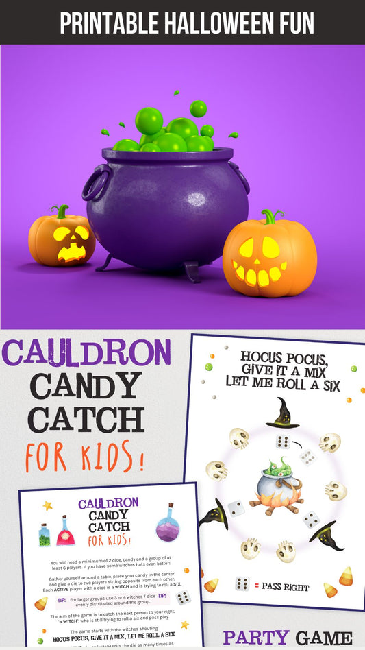 Cauldron Candy Catch - Printable Halloween Candy Game for Kids!