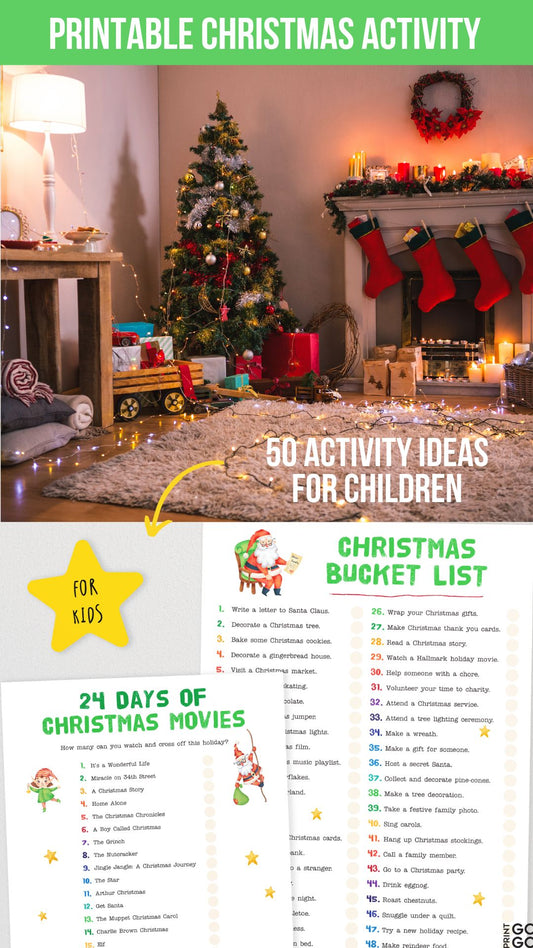 Printable Christmas Bucket List - 50 Activities for Kids to Complete!