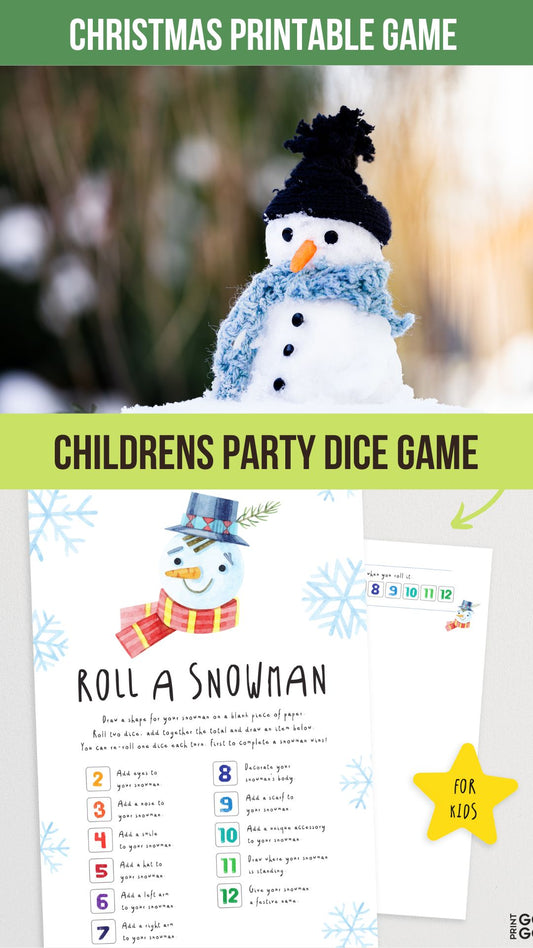 Roll A Snowman - The Fun Printable Christmas Party Game for Kids!