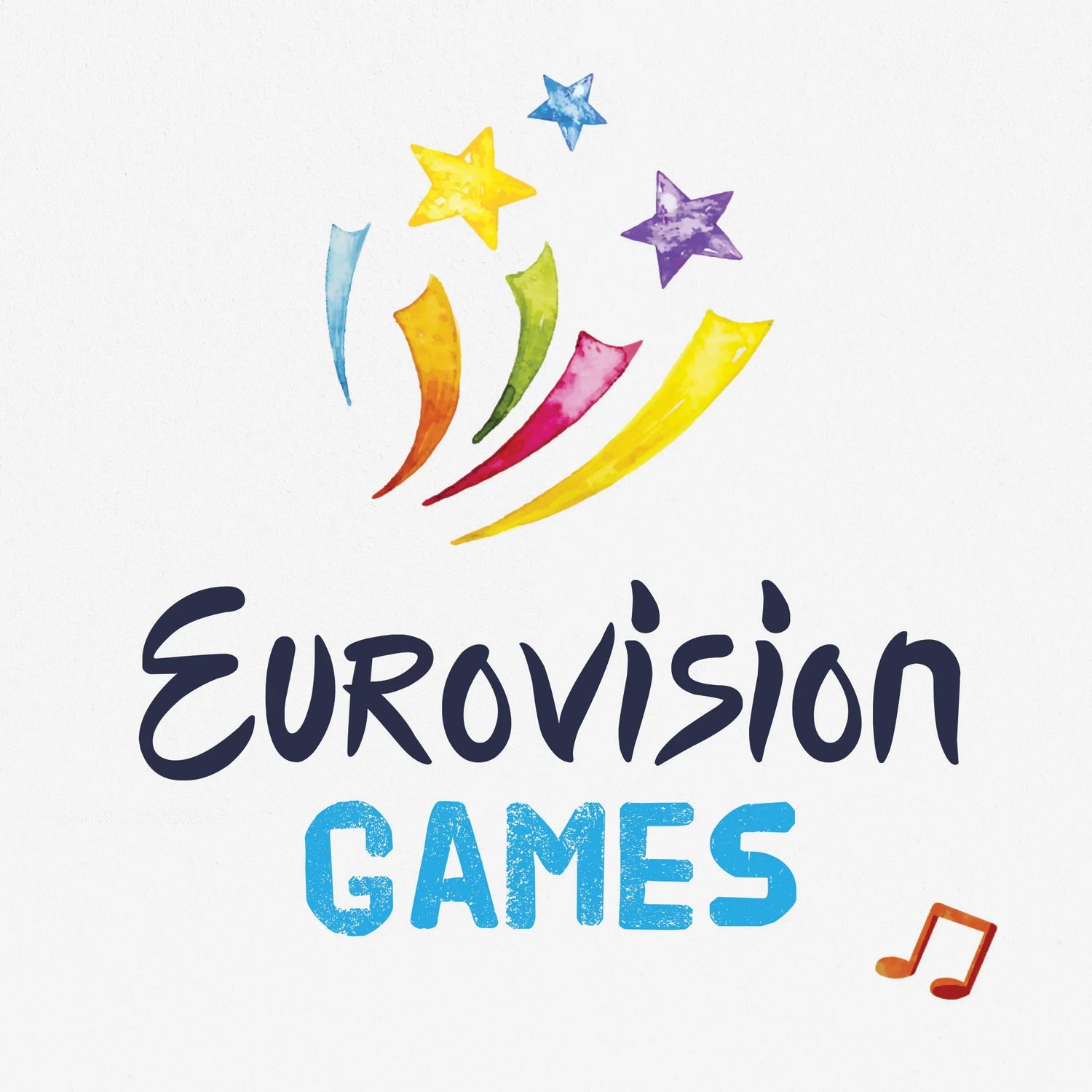 The title 'Eurovision Games' sits below colourful stars and an image of a musical note.