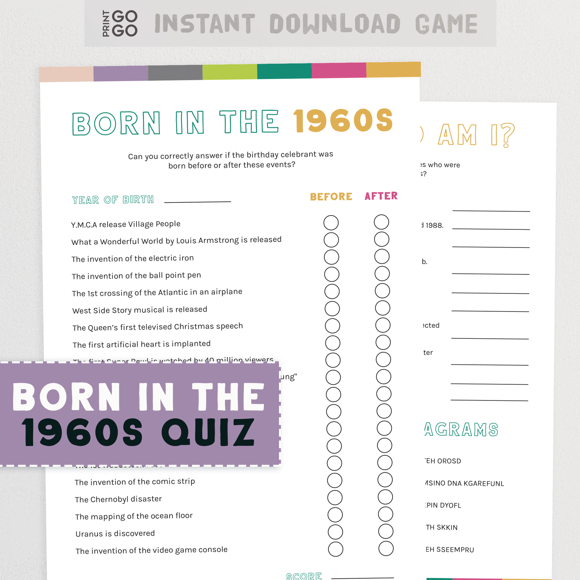 1960s quiz banner born in 1960s - 60th birthday quiz