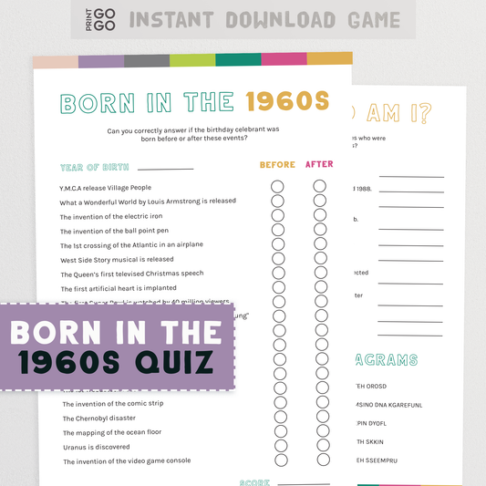 Born in 1960s - 60th Birthday Quiz