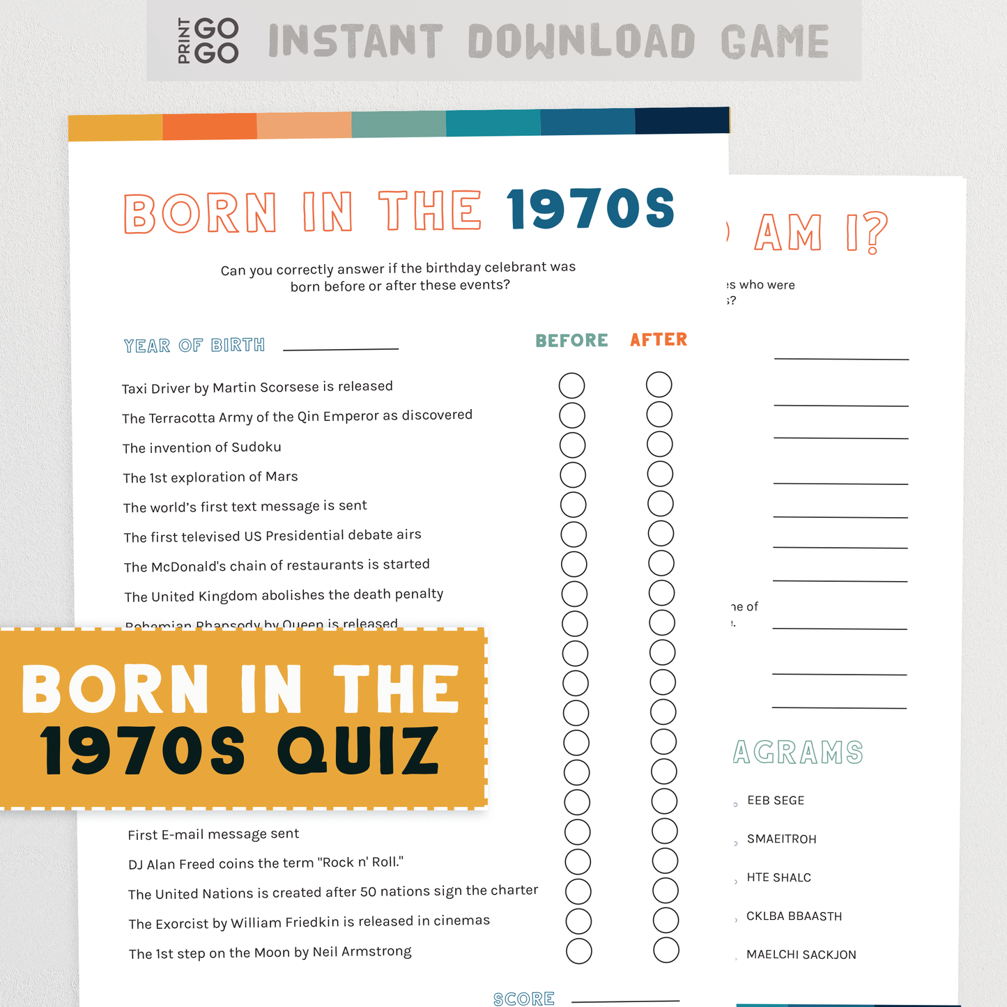 Born in 1970s - 50th Birthday Quiz