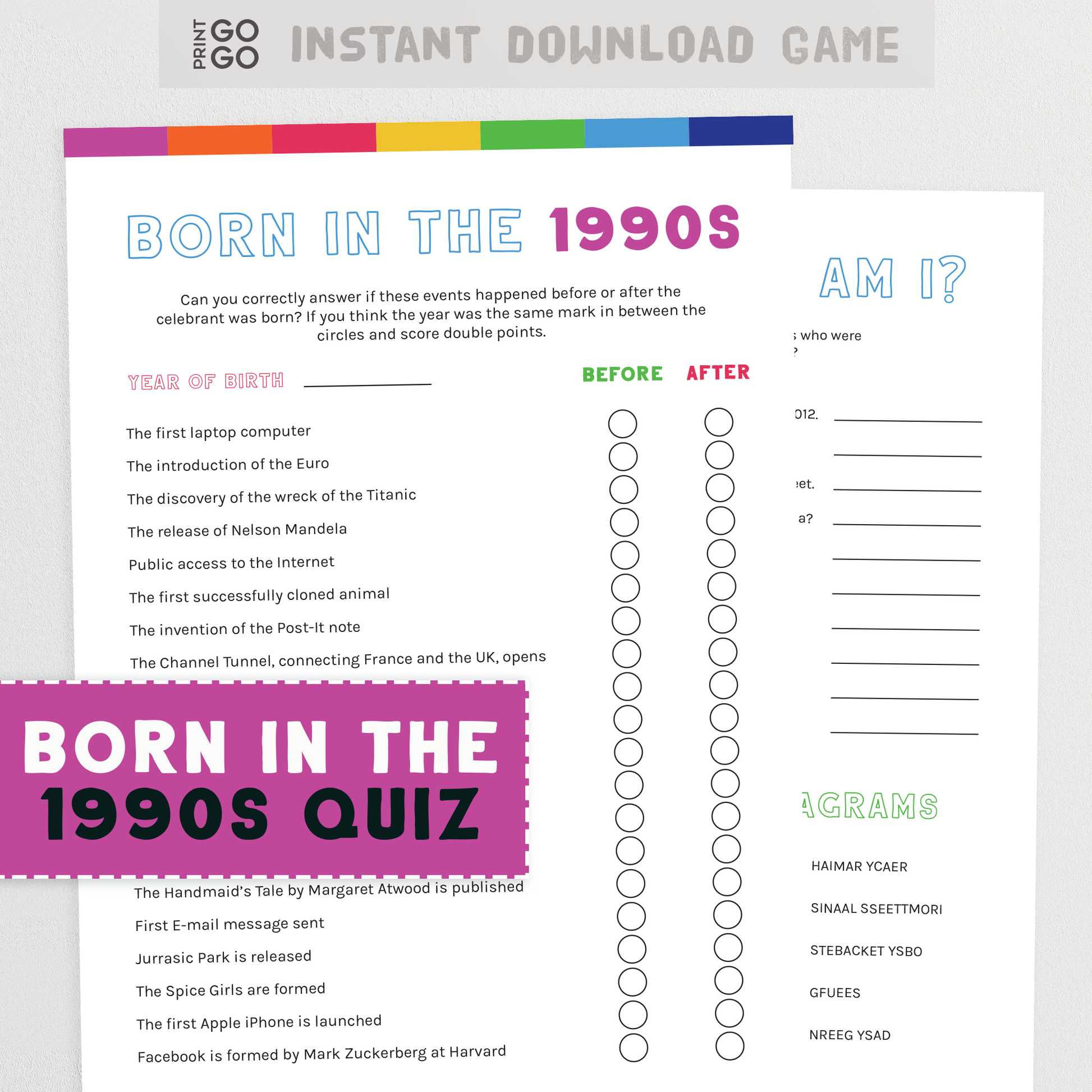 Born in 1990s - 30th Birthday Quiz