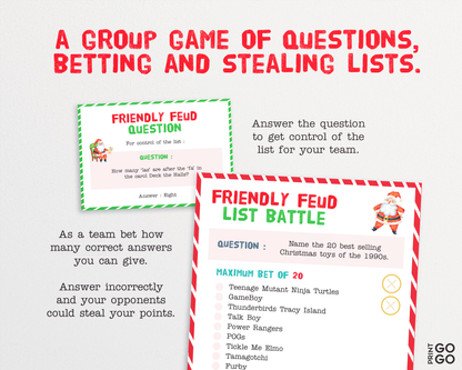 Christmas Friendly Feud 'List Battle' - The Fun New and Original Way To Play!