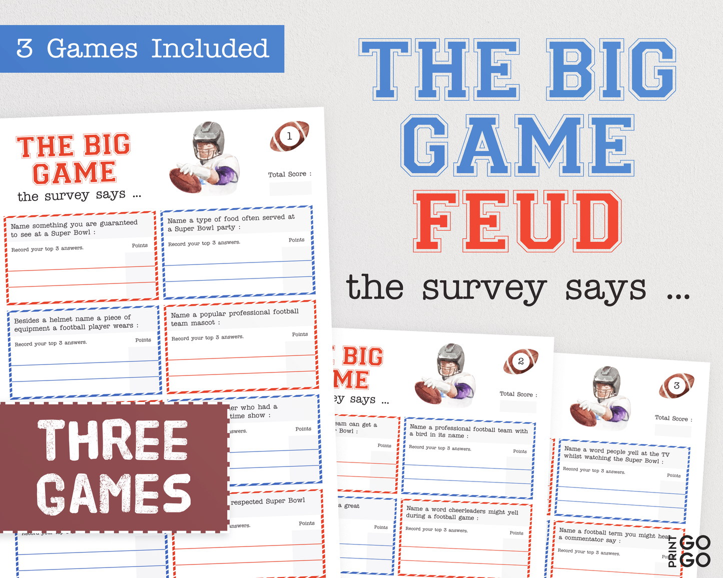 The Big Game Bundle - American Football Party Games For All The Family | Sports Games | Trivia Quizzes, Friendly Feud and Forbidden Words!