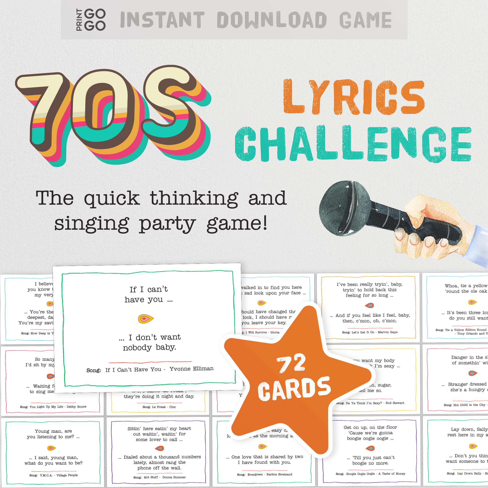 70s Songs Lyrics Challenge Game - The Quick Thinking and Singing Family Party Game