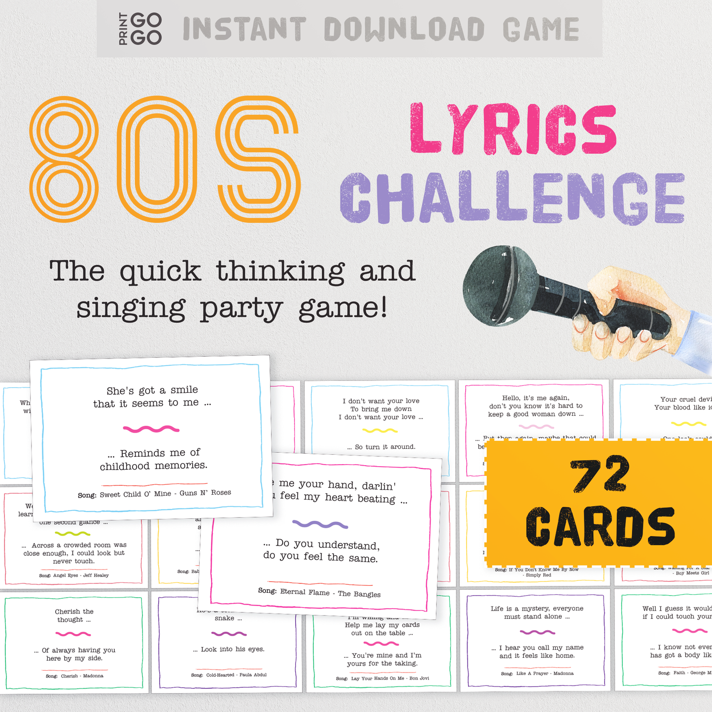 80s Songs Lyrics Challenge Game - The Quick Thinking and Singing Family Party Game