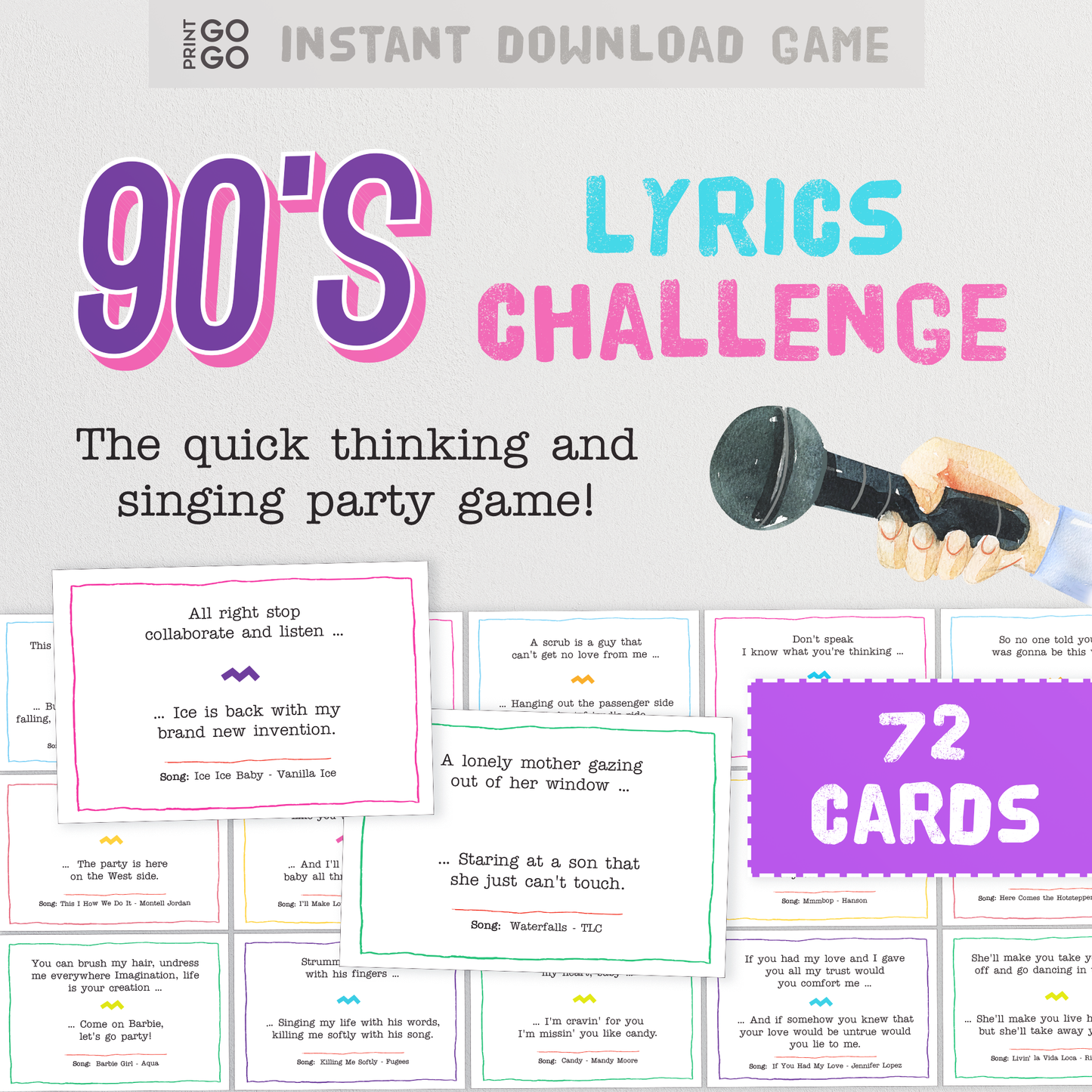 90s Songs Lyrics Challenge Game - The Quick Thinking and Singing Family Party Game
