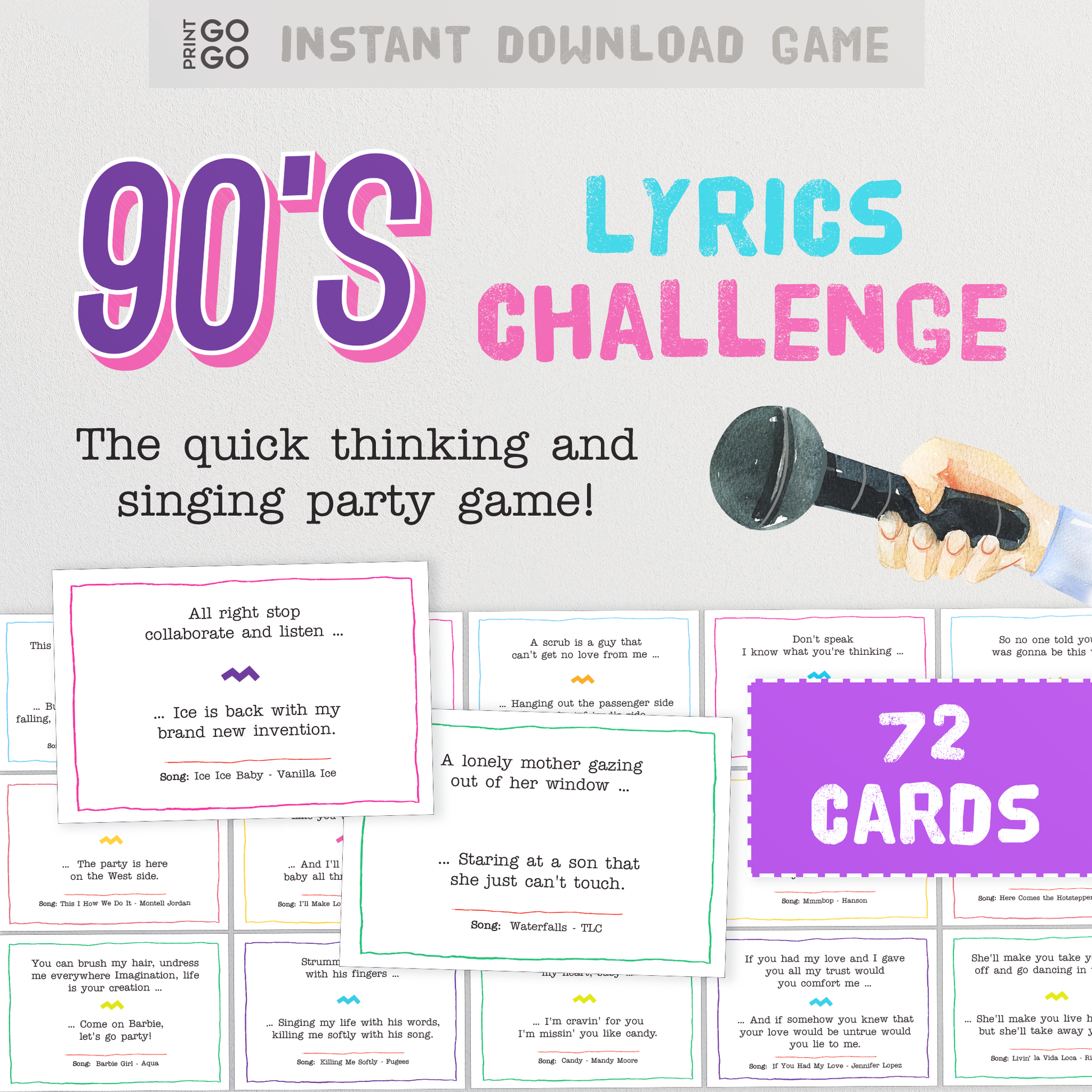 90s Songs Lyrics Challenge Game - The Quick Thinking and Singing Family Party Game