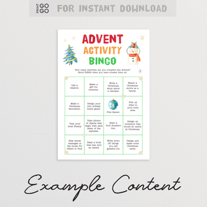 Advent Activity Bingo Cards - Boredom Busting Ideas for Christmas