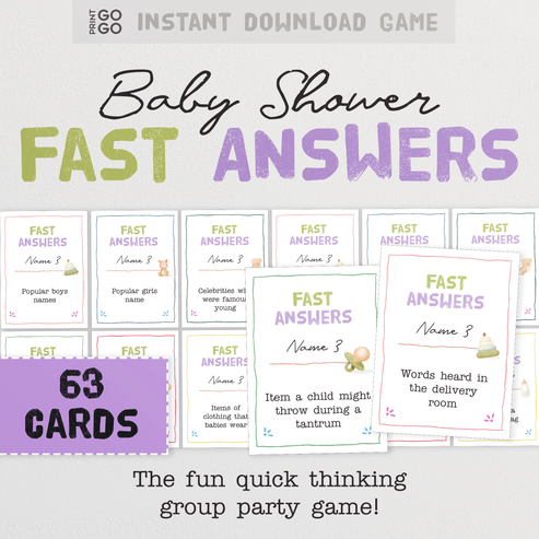 Baby Shower Fast Answers - The Quick Thinking Group Party Game! – Print ...