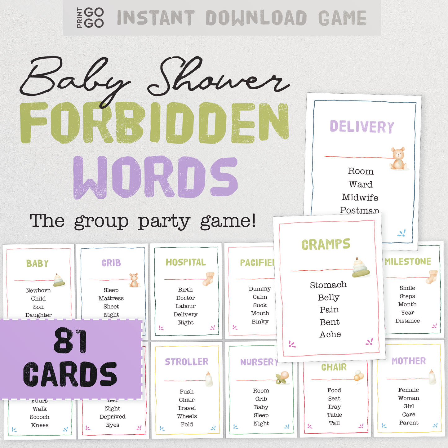 Baby Shower Forbidden Words - No baby talk allowed!