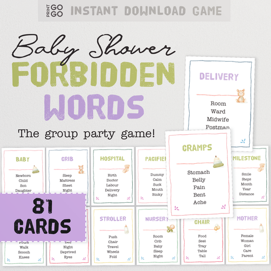 Baby Shower Forbidden Words - No baby talk allowed!
