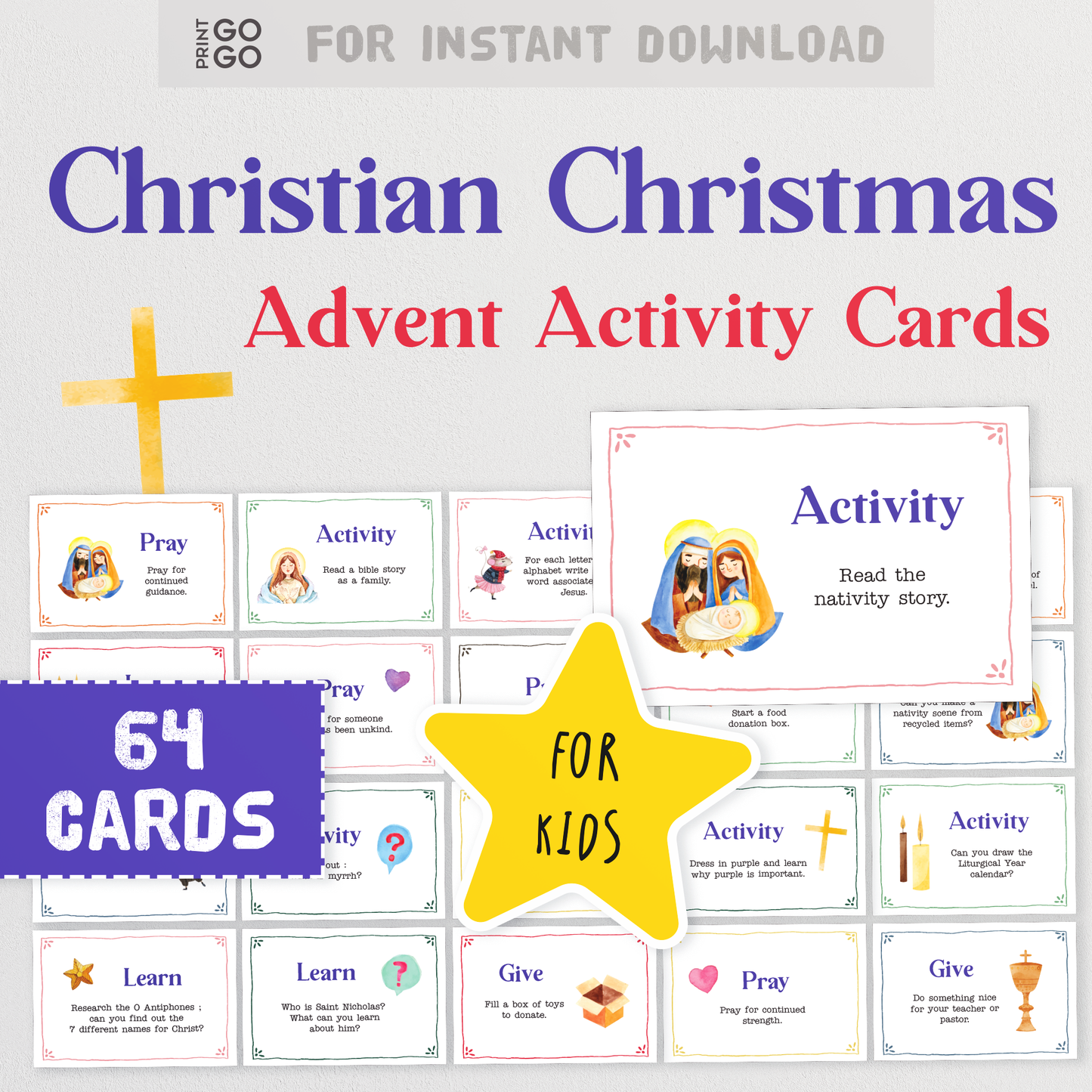 64 Advent Christian Activity Cards