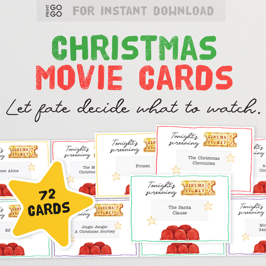 Christmas Movie Cards - Let Fate Decide What to Watch | Family Holiday Movie Marathon Film Night | Unique Advent Calendar Card Ideas