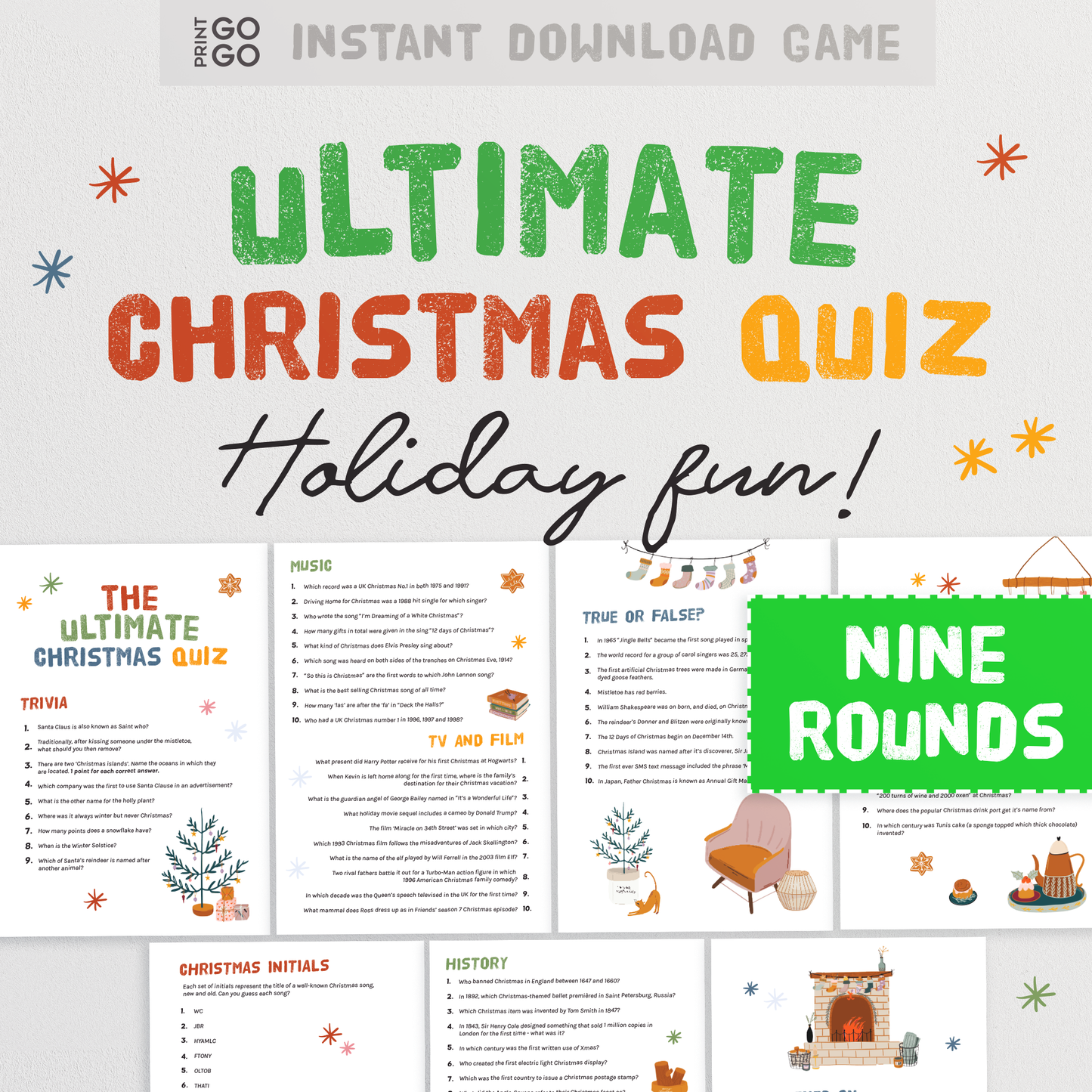 Christmas Game Bundle | Family Christmas Games | Christmas Trivia Pub Quiz | Holiday Family Feud | Xmas True or False | Picture Quiz Bundle