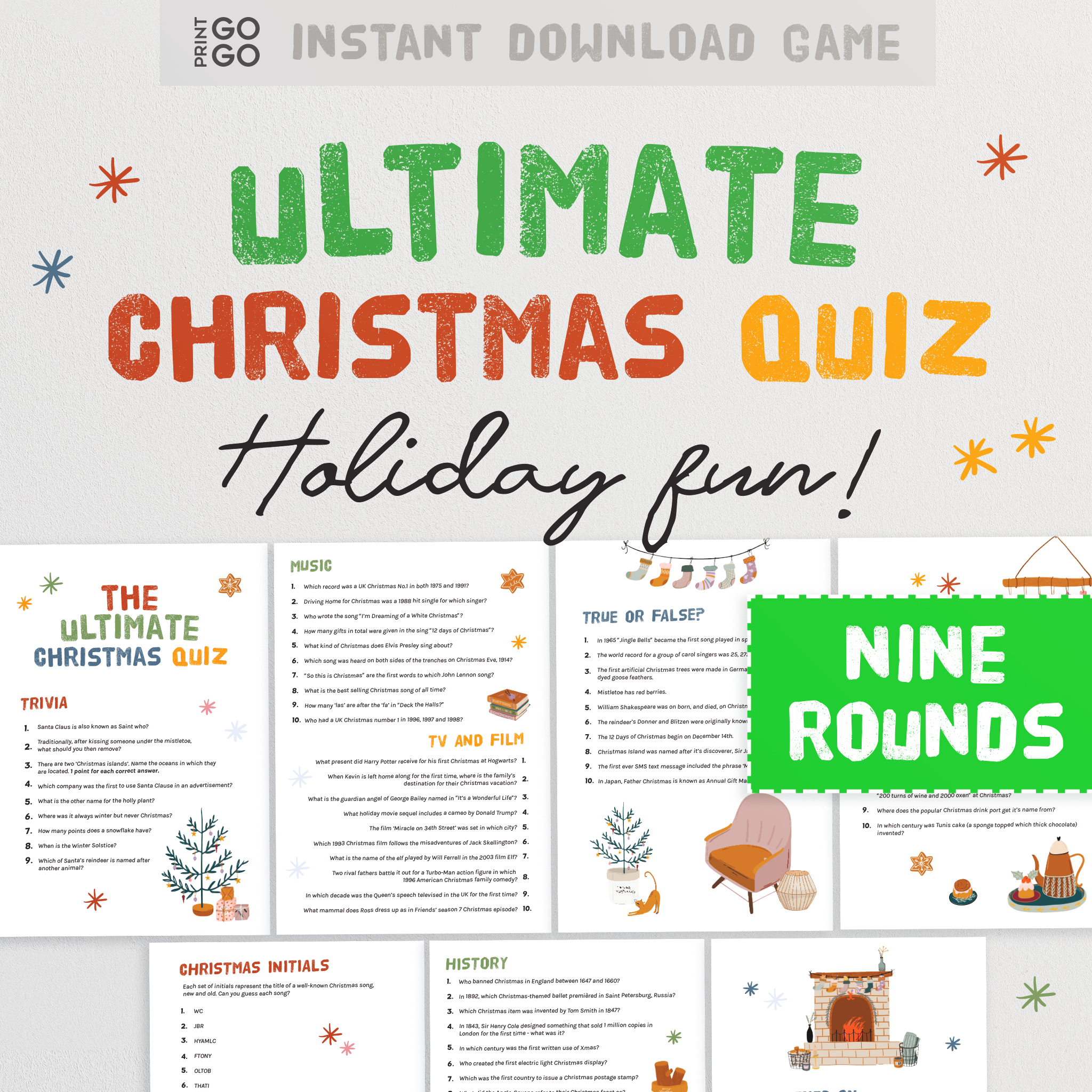 the ultimate christmas quiz - 9 rounds of festive quiz questions