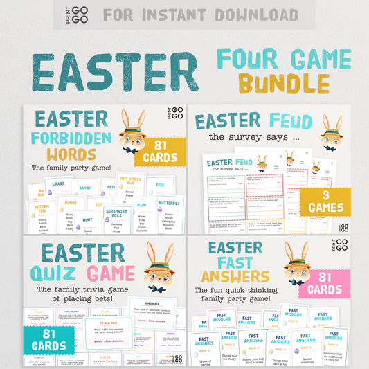 Easter Game Bundle - Four Family Friendly Games to Print and Play at Home