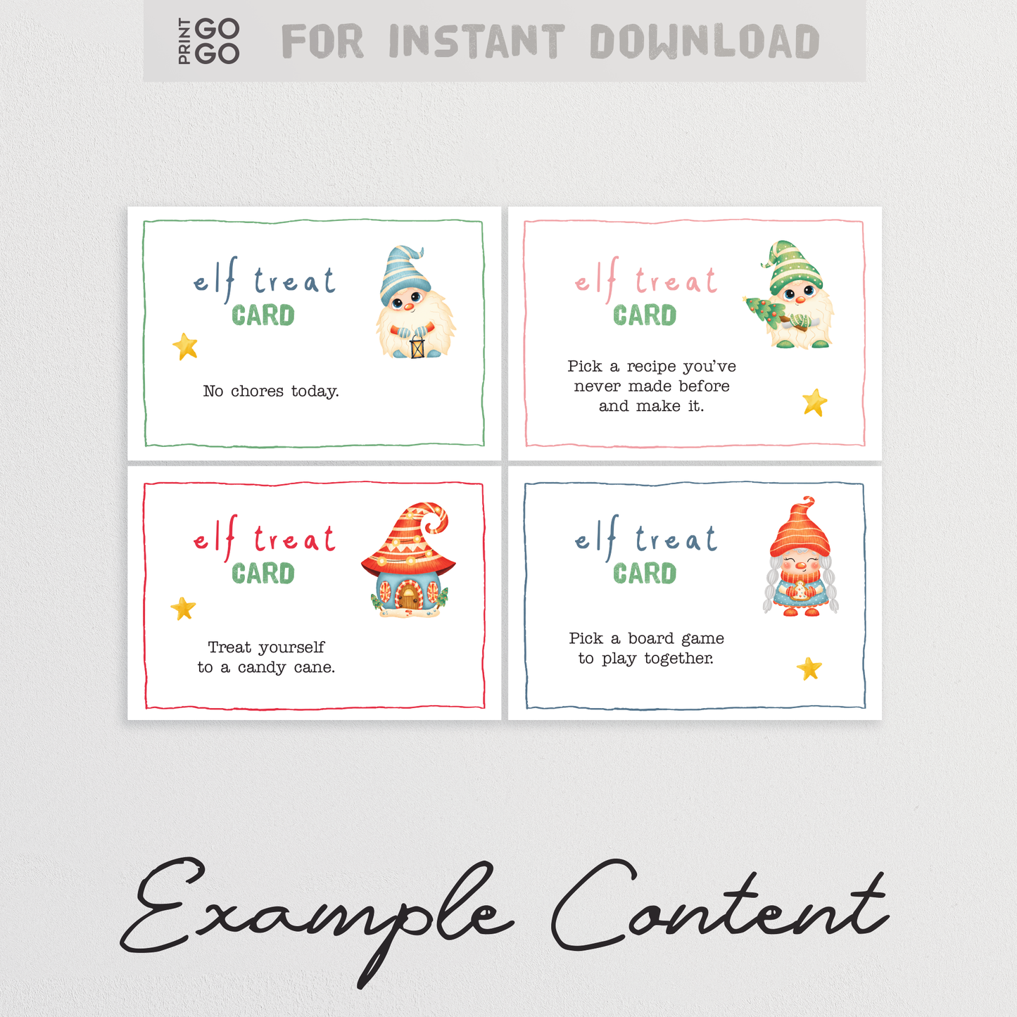 48 Elf Treat Advent Calendar Cards