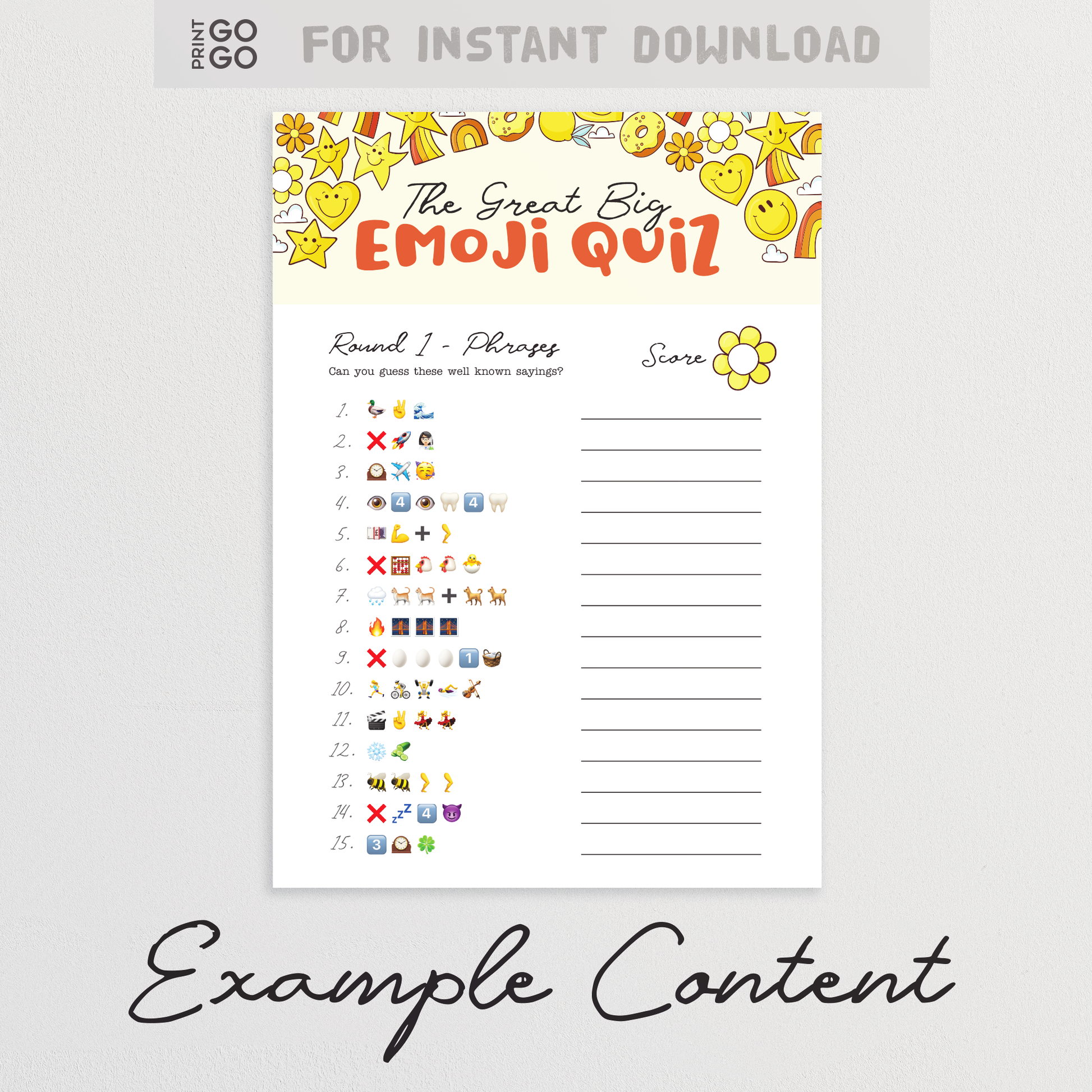 The Great Big Emoji Quiz Think visually, guess – Print