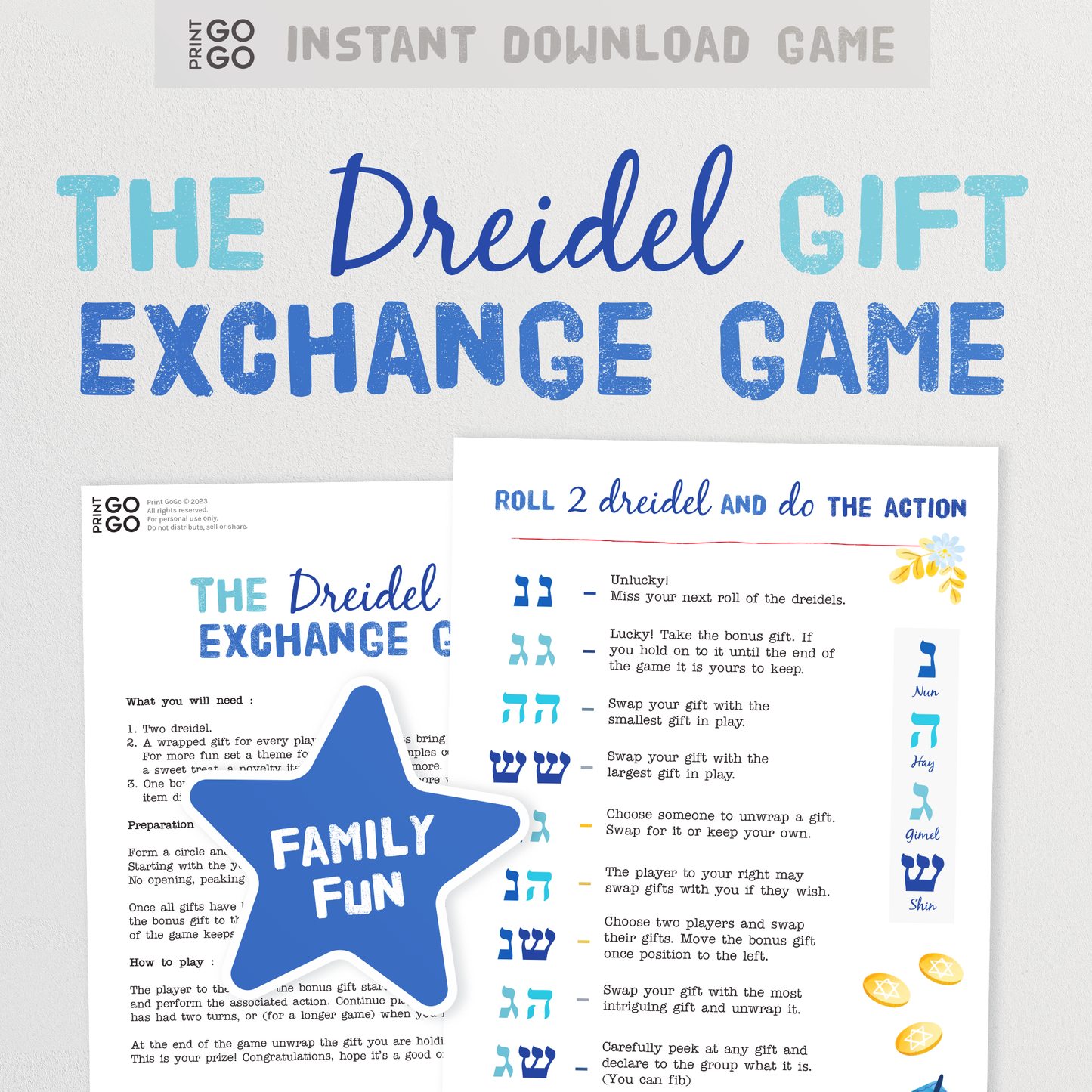 Hanukkah Roll the Dreidel Gift Exchange Game - The Hilarious Festival of Lights Gift Swapping Party Game | Fun Jewish Group Activity