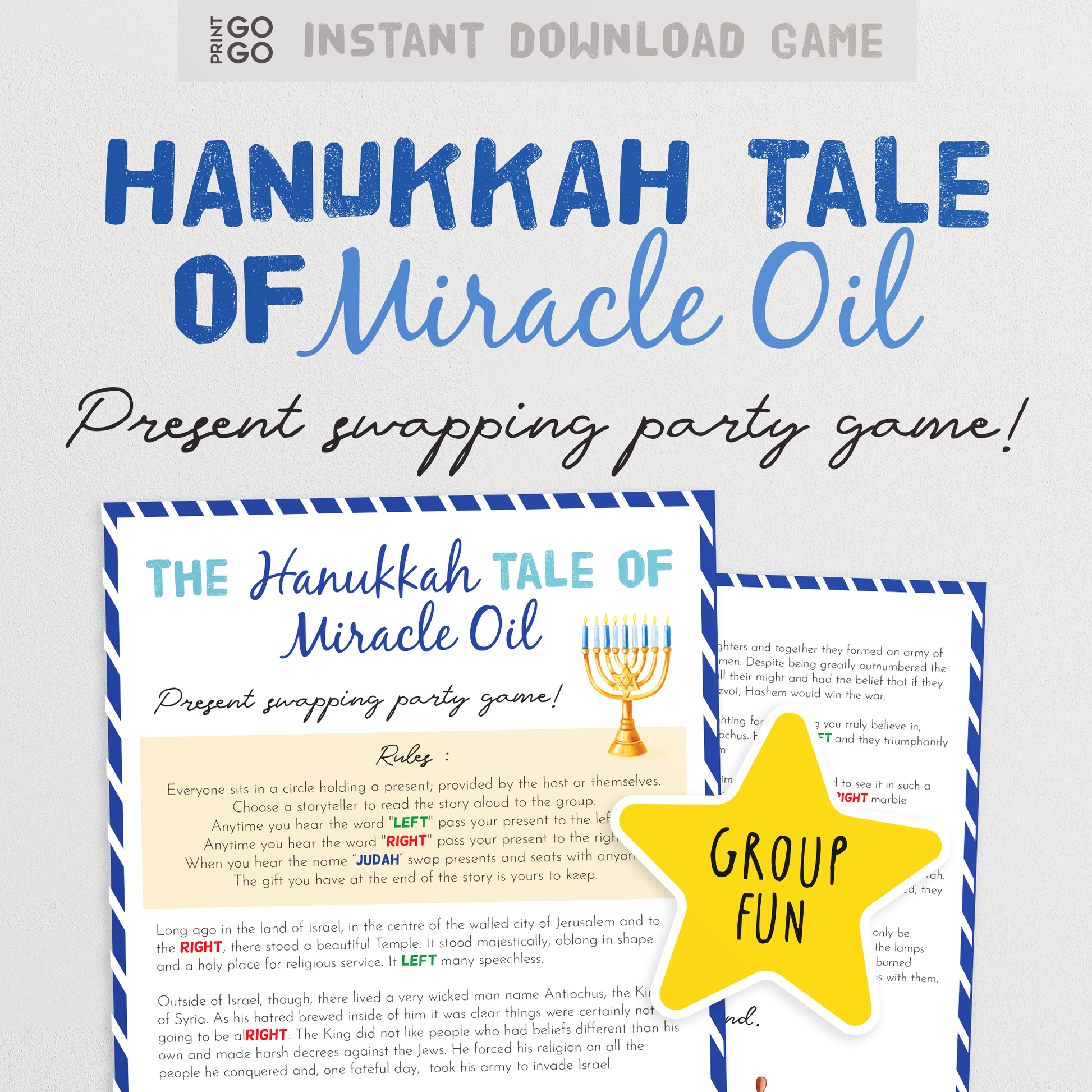 Hanukkah Left Right Gift Exchange - The Fast Paced Present Swap Game about the Story of Miracle Oil | Fun Jewish Yankee Swap